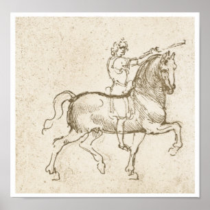Studie van een Horseman, Leonardo Da Vinci Poster