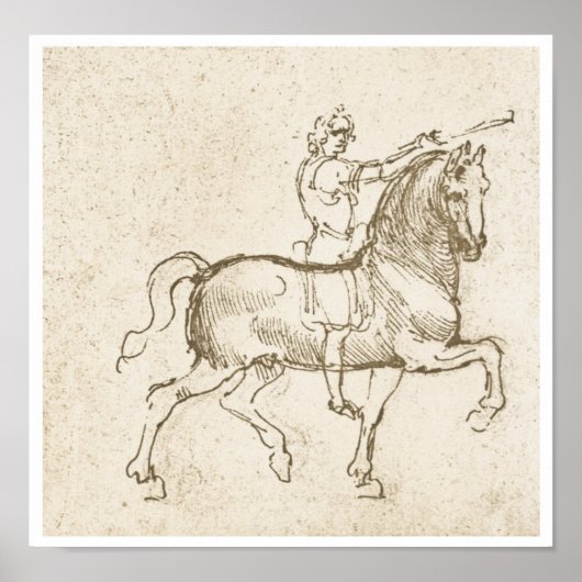 Studie van een Horseman, Leonardo Da Vinci Poster (Voorkant)