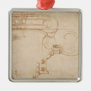 Studie van een Ionic Capital Metalen Ornament