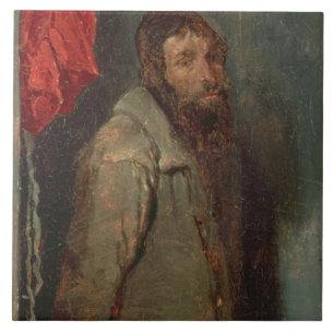 Studie van een joodse koopman (olie aan boord) tegeltje