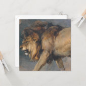 Studie van een leeuw (door Edwin Henry Landseer) Kaart (Voorkant / Achterkant in situ)