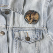 Studie van een leeuw (door Edwin Henry Landseer) Ronde Button 5,7 Cm (In situ)