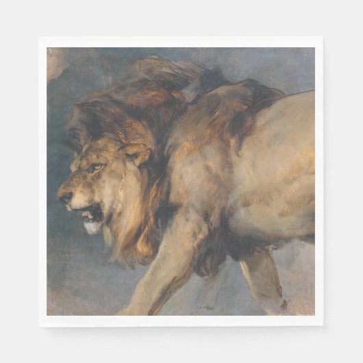 Studie van een leeuw (door Edwin Henry Landseer) Servet (Voorkant)