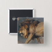 Studie van een leeuw (door Edwin Henry Landseer) Vierkante Button 5,1 Cm (Voorkant /achterkant)