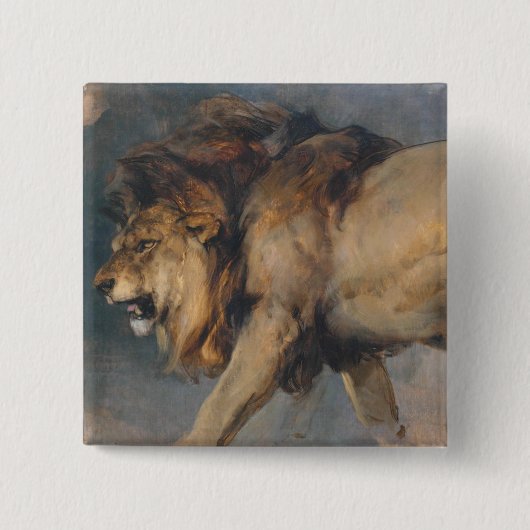 Studie van een leeuw (door Edwin Henry Landseer) Vierkante Button 5,1 Cm (Voorkant)