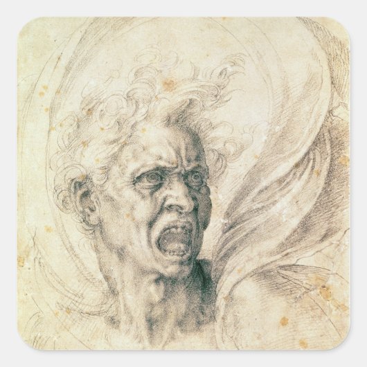 Studie van een man die schreeuwt vierkante sticker (Voorkant)