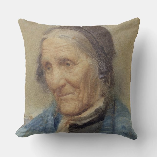 Studie van een oude vrouw, 1912 (m/vc op papier) kussen (Voorkant)