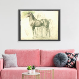 Studie van een paard door Edgar Degas, Vintage Fin Canvas Afdruk