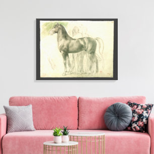 Studie van een paard door Edgar Degas, Vintage Fin Canvas Afdruk