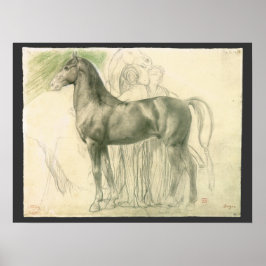 Studie van een paard door Edgar Degas, Vintage Fin Poster