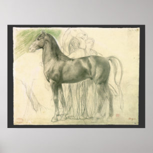Studie van een paard door Edgar Degas, Vintage Fin Poster