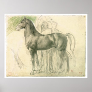 Studie van een paard met figuren, c.1861 Edgar Deg Poster