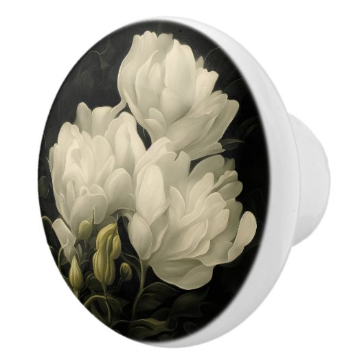 Studie van een Peony Flower Keramische Knop (Rechts)