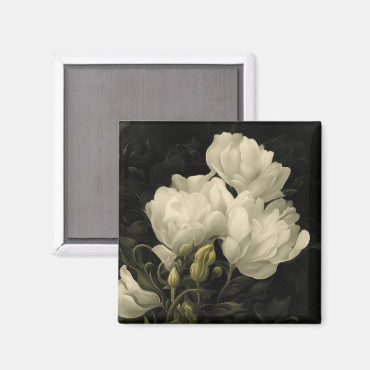 Studie van een Peony Flower Magneet (Voorkant / Achterkant)