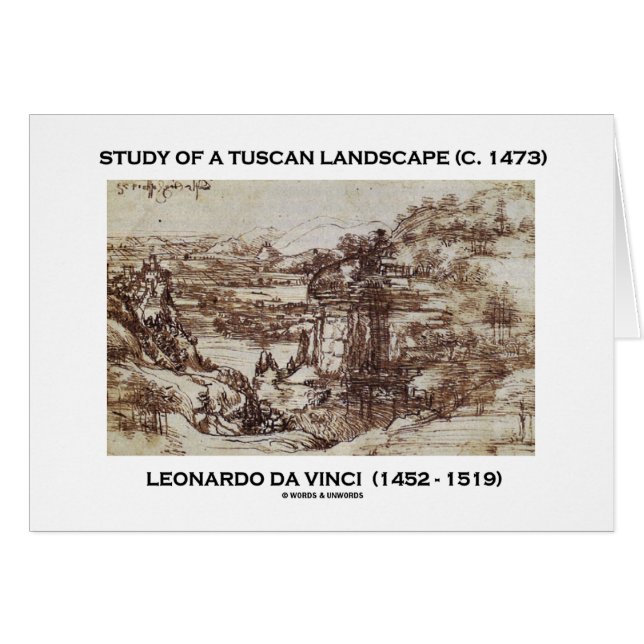 Studie van een Toscaans landschap 1473 Leonardo da (Voorkant Horizontaal)