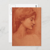 Studie van een Vrouw Head, Burne-Jones Fine Art Briefkaart (Voorkant / Achterkant)