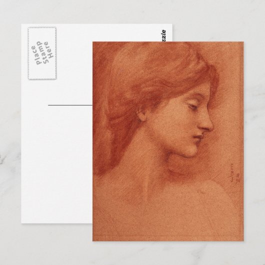 Studie van een Vrouw Head, Burne-Jones Fine Art Briefkaart (Voorkant / Achterkant)