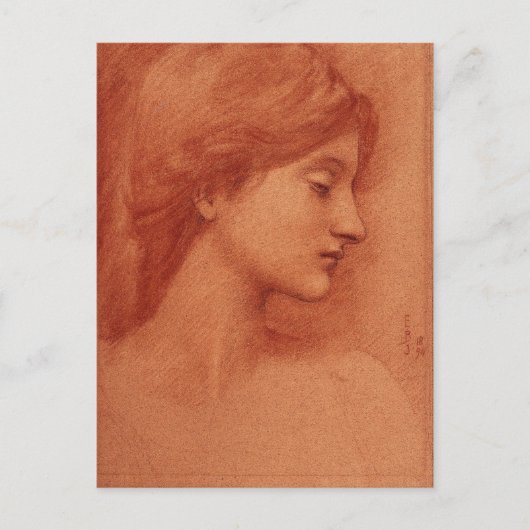 Studie van een Vrouw Head, Burne-Jones Fine Art Briefkaart (Voorkant)