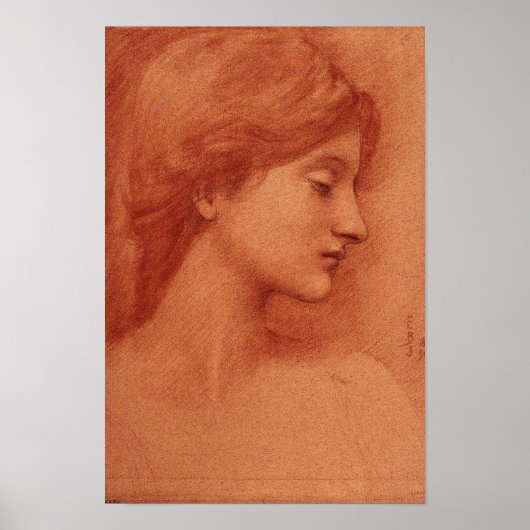 Studie van een Vrouw hoofd, Edward Burne-Jones Poster (Voorkant)