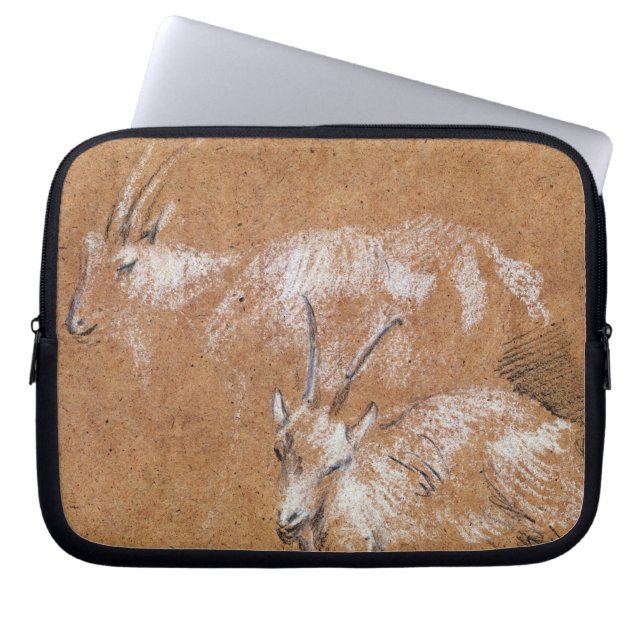 Studie van geiten (tekening) laptop sleeve (Voorkant)