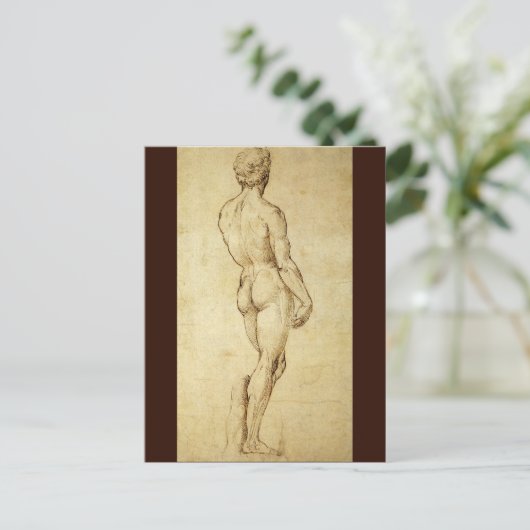 Studie van het David-standbeeld van Michelangelo d Briefkaart (Staand voorkant)