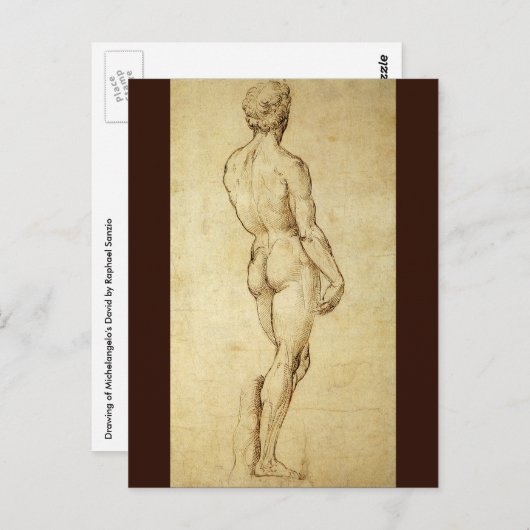 Studie van het David-standbeeld van Michelangelo d Briefkaart (Voorkant / Achterkant)