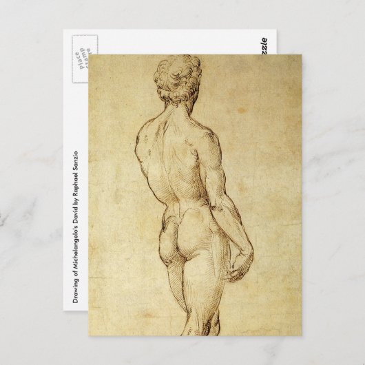 Studie van het David-standbeeld van Michelangelo d Briefkaart (Voorkant / Achterkant)