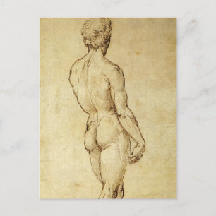 Studie van het David-standbeeld van Michelangelo d Briefkaart