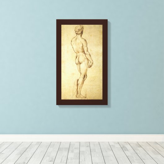 Studie van het David-standbeeld van Michelangelo d Canvas Afdruk (Insitu (Houten vloer))