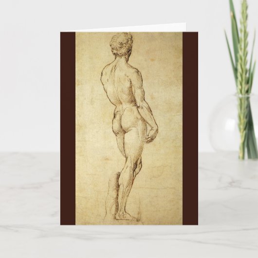 Studie van het David-standbeeld van Michelangelo d Kaart (Voorkant)