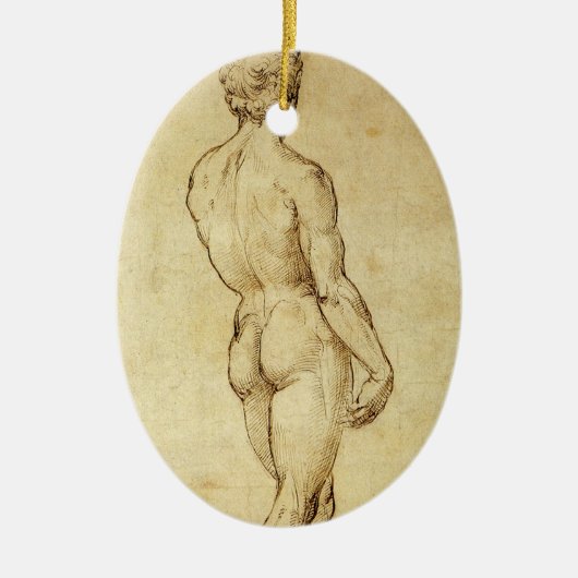 Studie van het David-standbeeld van Michelangelo d Keramisch Ornament (Voorkant)
