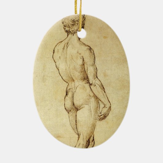 Studie van het David-standbeeld van Michelangelo d Keramisch Ornament (Achterkant)