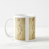 Studie van het David-standbeeld van Michelangelo d Koffiemok (Links)