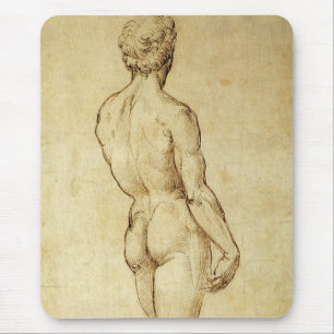 Studie van het David-standbeeld van Michelangelo d Muismat