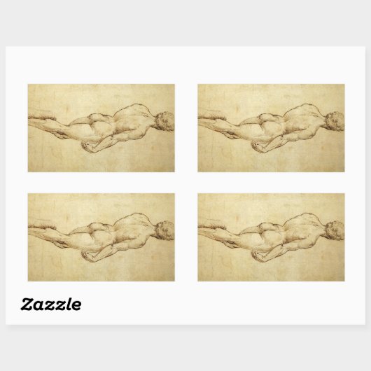 Studie van het David-standbeeld van Michelangelo d Rechthoekige Sticker (Vel)