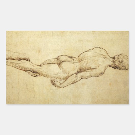 Studie van het David-standbeeld van Michelangelo d Rechthoekige Sticker (Voorkant)