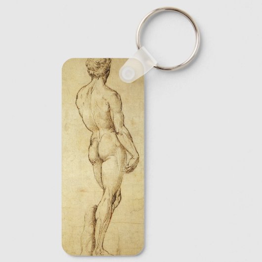 Studie van het David-standbeeld van Michelangelo d Sleutelhanger (Achterkant)
