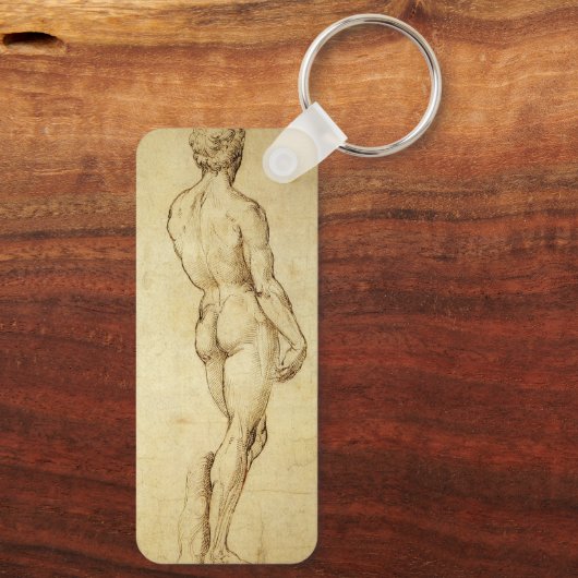Studie van het David-standbeeld van Michelangelo d Sleutelhanger (Achterkant)
