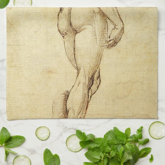 Studie van het David-standbeeld van Michelangelo d Theedoek (Gevouwen)