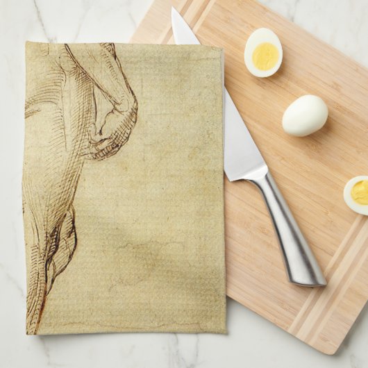 Studie van het David-standbeeld van Michelangelo d Theedoek (Quarter Fold)