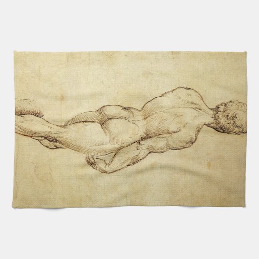 Studie van het David-standbeeld van Michelangelo d Theedoek (Horizontaal)