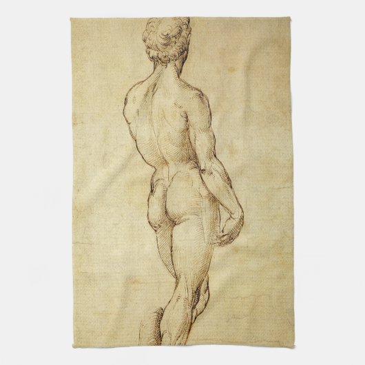 Studie van het David-standbeeld van Michelangelo d Theedoek (Verticaal)