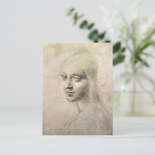 Studie van het hoofd van een meisje briefkaart (Staand voorkant)