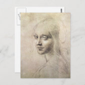 Studie van het hoofd van een meisje briefkaart (Voorkant / Achterkant)