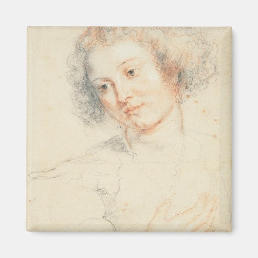 Studie van het hoofd van St. Apollonia (tekening) Magneet (Voorkant)