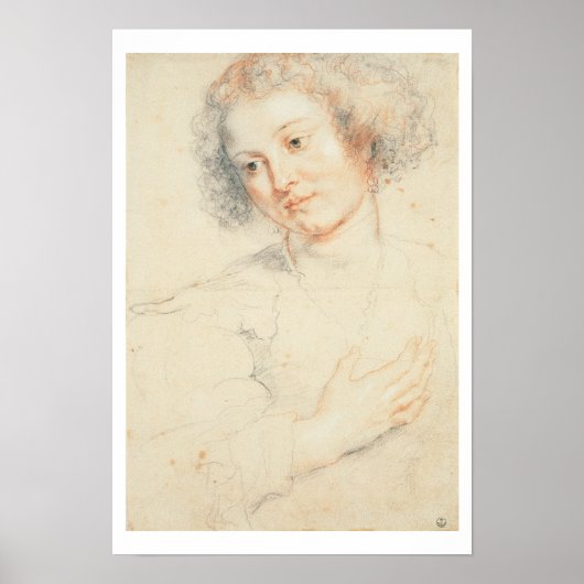 Studie van het hoofd van St. Apollonia (tekening) Poster (Voorkant)