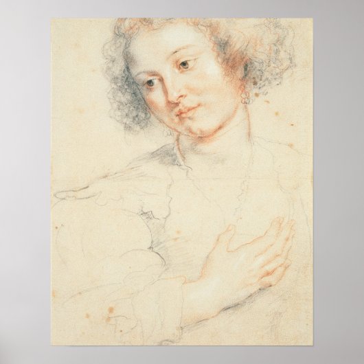 Studie van het hoofd van St. Apollonia (tekening) Poster (Voorkant)