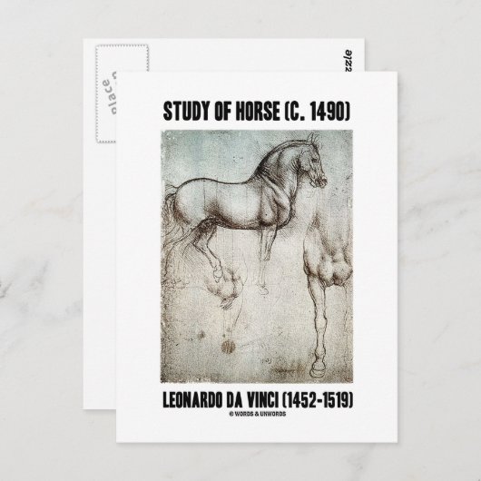 Studie van het paard (ca. 1490) Leonardo da Vinci Briefkaart (Voorkant / Achterkant)