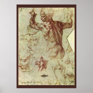 Studie van Michelangelo van de Libische Sibille Poster