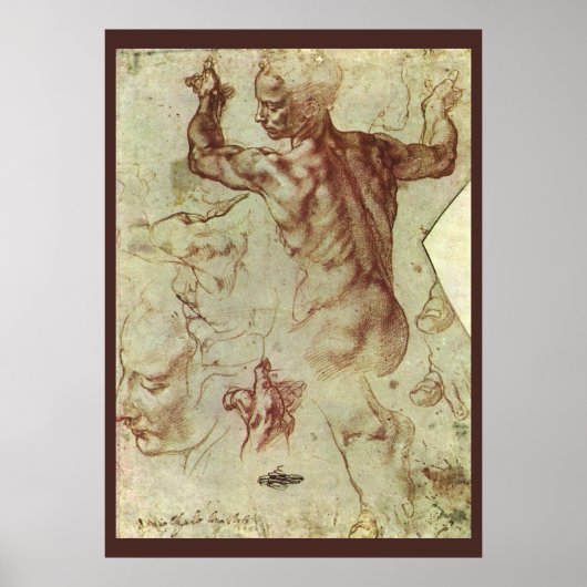 Studie van Michelangelo van de Libische Sibille Poster (Voorkant)